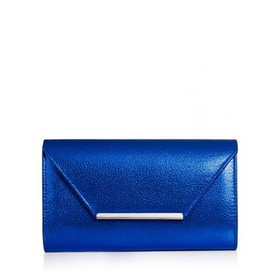 Blue shimmer envelope clutch bag
